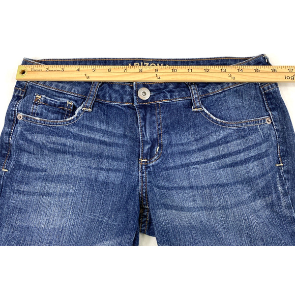 Arizonia Jean Shorts Junior 7 Medium Wash Denim Bermuda Roll‎ Up Modest Jorts - Picture 8 of 11